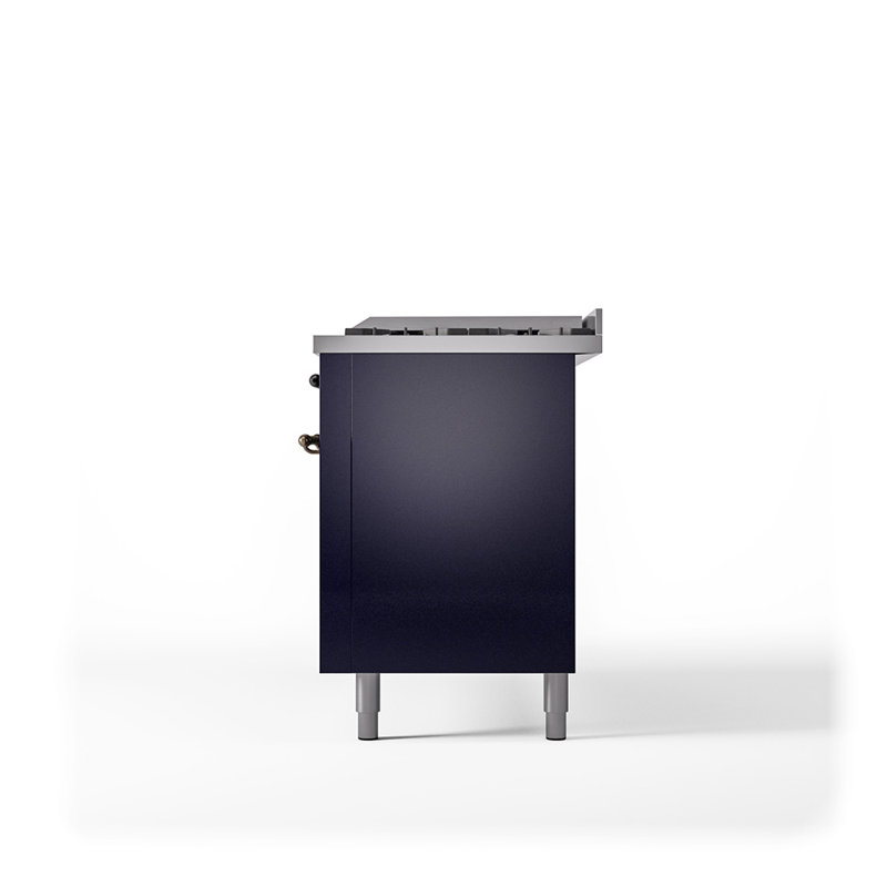 ILVE Nostalgie II Series 60 inch Dual Fuel Range with 9 Sealed Burners, Griddle (Solid Door), Natural Gas, Blue/Burnished