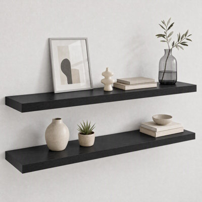 2-Piece Floating Wall Shelves, 9.3" Deep, Wall-Mounted Design