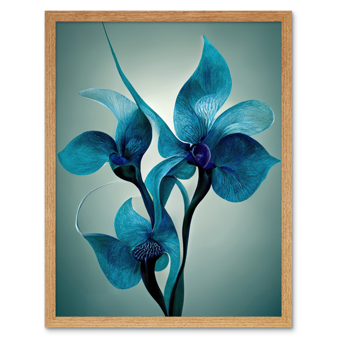 Elegant Teal Blue Orchid Flowers - Graphic Art