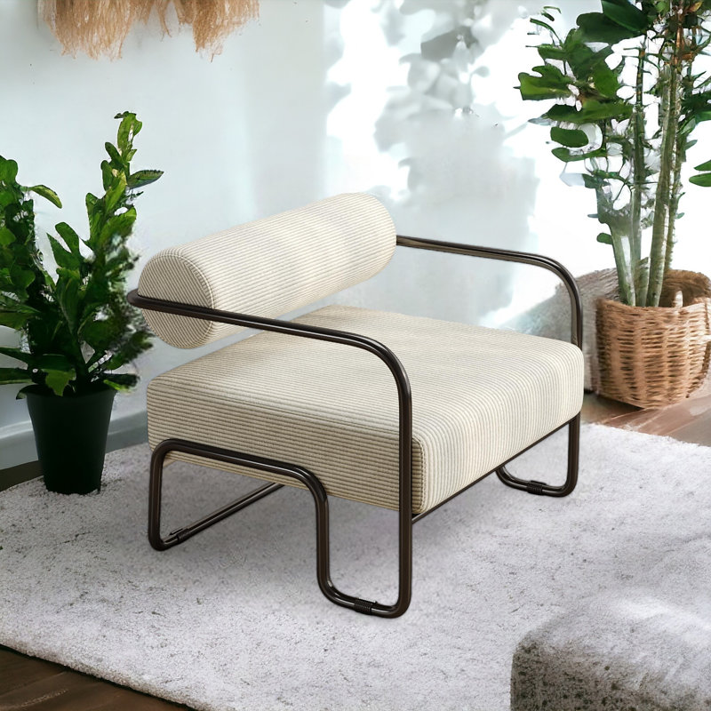 Franchina CAL117 Compliant 27'' Wide Tufted Armchair, Beige Corduroy