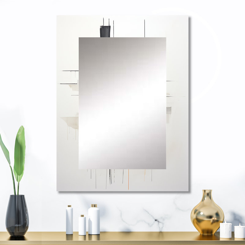 Grey Yellow Minimalism Purity Of Form VI - Minimalism Mirror, Gray Unique Wall Mirror, Printed Metal Art, 32" x 24"