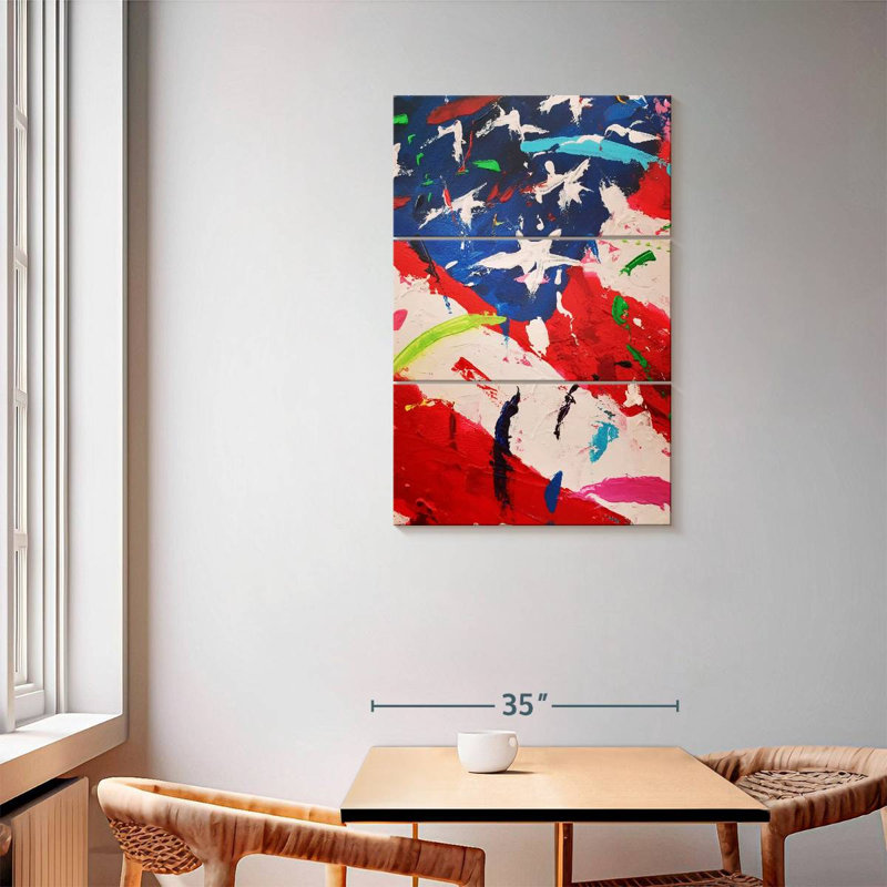 Borges Abstract American Flag, 57" H x 36" W