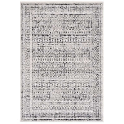 Lamarianna Temple Bcf/Jute/Latex/Overlock Southwestern Rug in Ivory/Grey Black