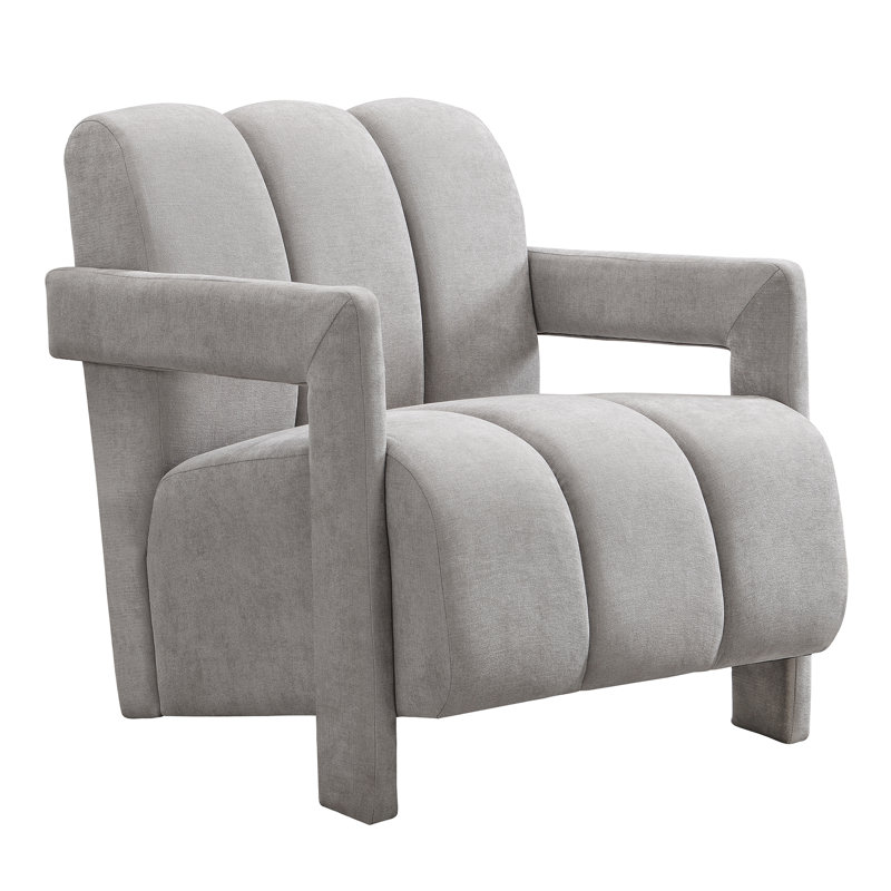 Fauteuil de 26,3 po en tissu gris, en forme de L, avec support solide, capacité de 228 lb pour le salon, Gris