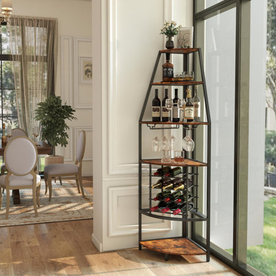 Wine Bottle & Glass Rack Vintage Wood