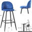 2 pièces en velours, chaise de bar avec Pieds et repose-pieds en métal. Revêtement bleu. Assemblage facile pour la cuisine de 2 tabourets, hauteur du dossier.