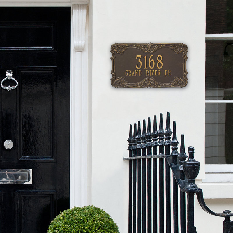 Plaque d'adresse murale sur 2 lignes Signature Series, Bronze, Or, Oui