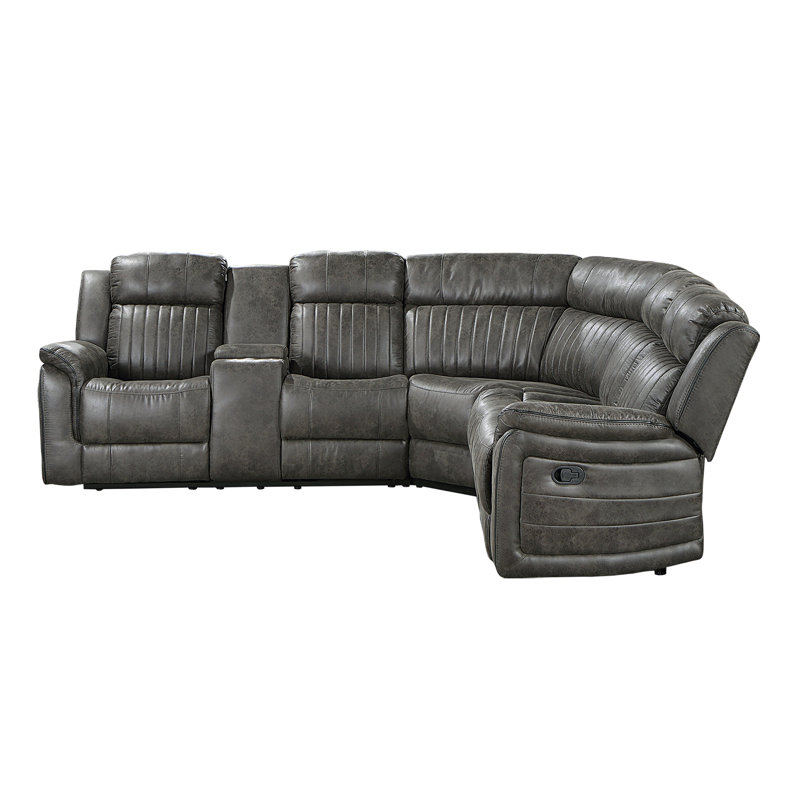Canapé modulaire inclinable Hisse LAF, Microfibre / microsuède gris brunâtre