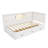 L-Shaped Bed Frame With Drawer And And Bookcase,Corner Bed Wooden Captain Bed With Led Downlight And USB Port For Small Room,Bedroom, Guest Room-1289929754