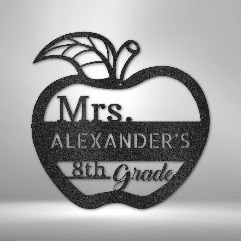 Monogramme personnalisé en acier avec monogramme, Noir, H 14,25 po x l 14,5 po x P 0,5 po, Oui