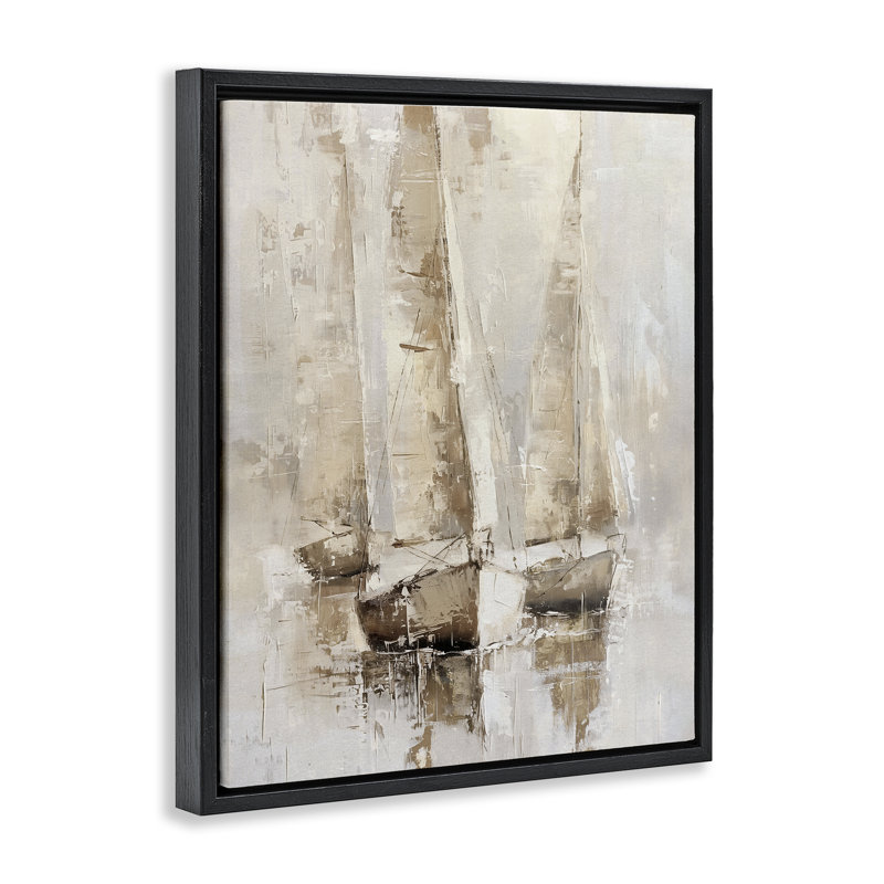  «Rustic Gradient Sail Sailers» par Nina Blue, Cadre flottant noir de jais, H 21 po x l 17 po