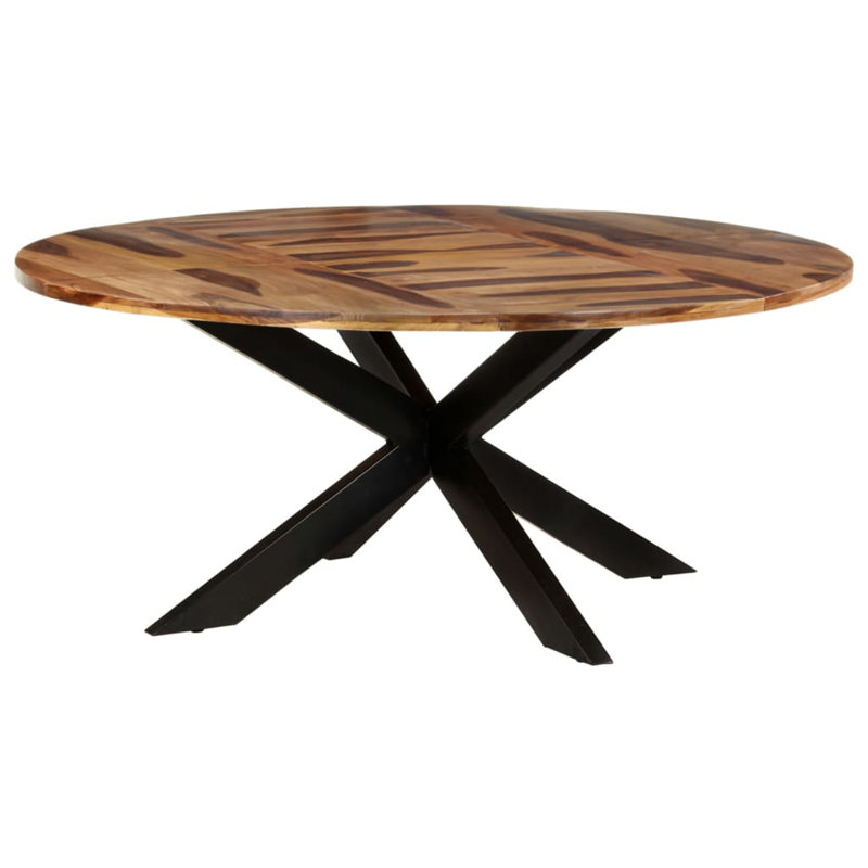 Dining Table Round Rough Mango Wood, Brown, 68.9" x 68.9" x 29.5"