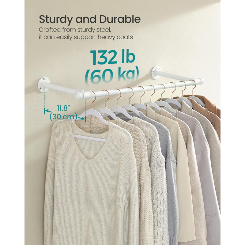 Diedrich 84cm Adjustable Wall Mounted Clothes Rack, White