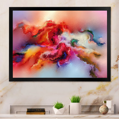 Red and Pink Vibrant Ink Storm - reproduction de cadre flottant sur toile