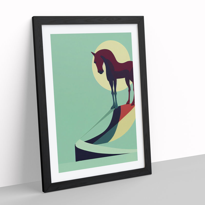 Lucky Horse Abstract - Framed Print, Black, 64cm H x 46cm W x 2cm D