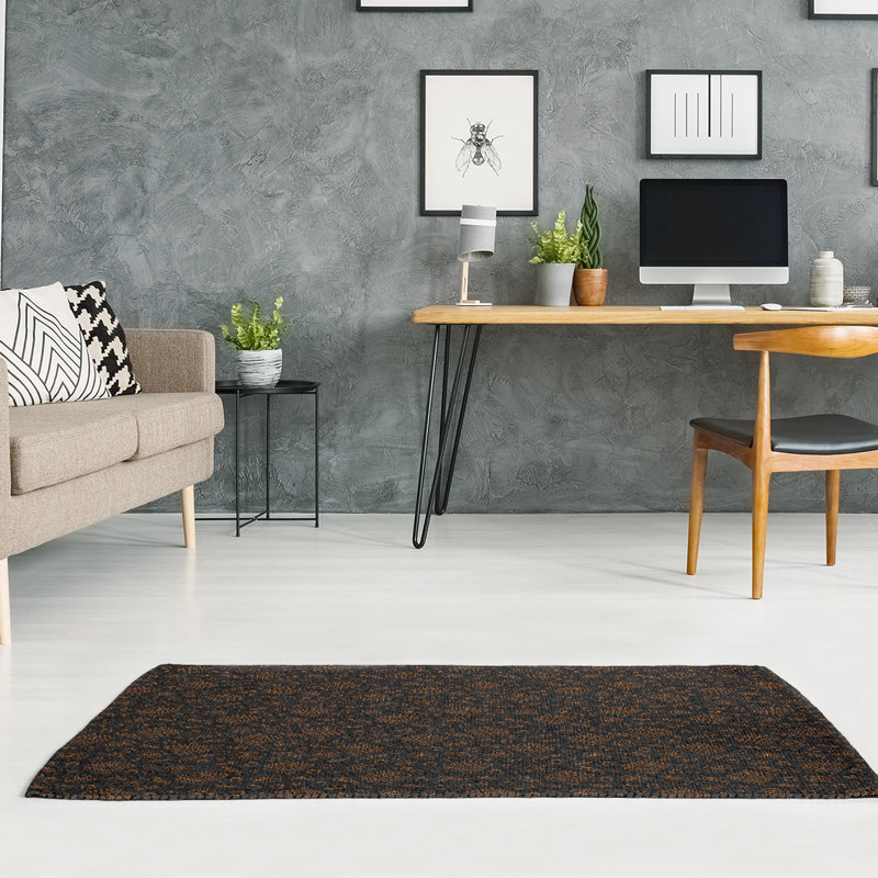 Tapis noir/brun à pizza classique, Rectangle 2 pi x 3 pi