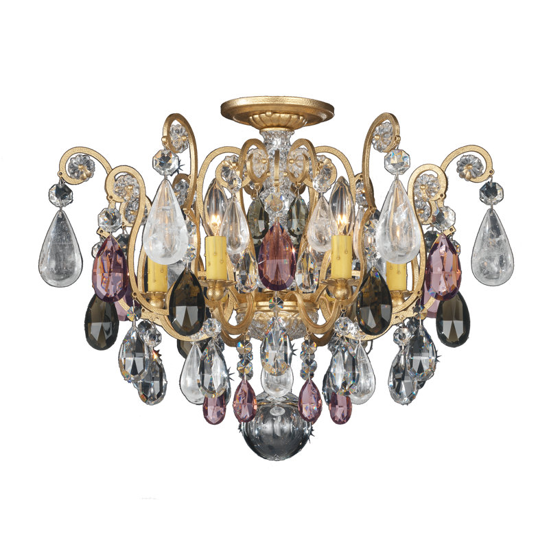 Renaissance Semi Flush Mount, Clear Rock Crystal, Heirloom Gold