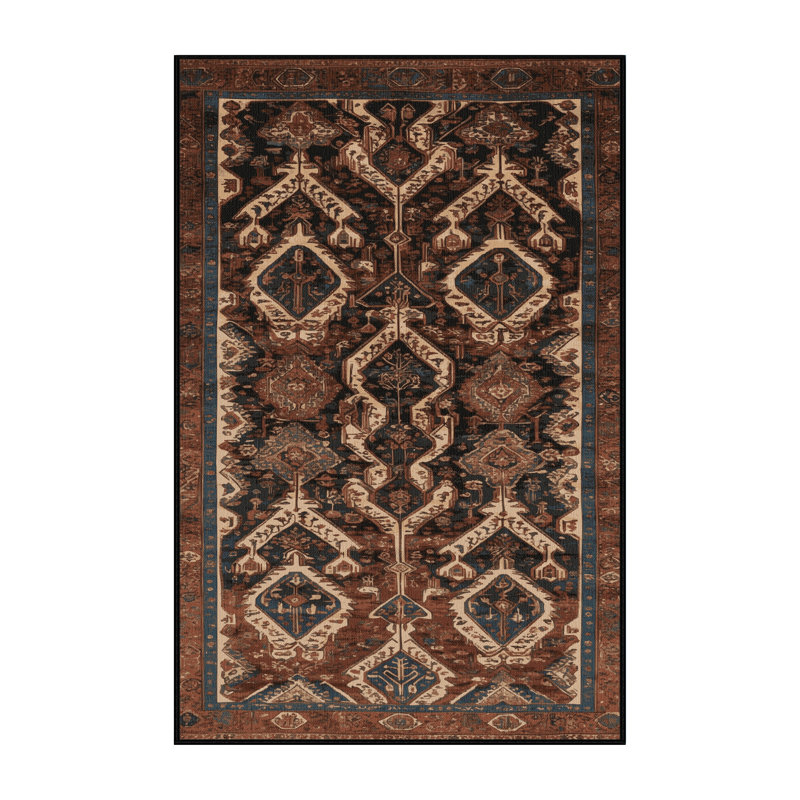 Tapis brun lavable à la machine, Rectangle 7 pi x 9 pi