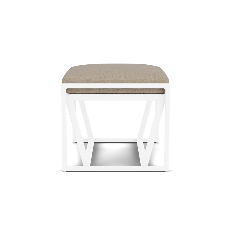 Summit Outdoor Ottoman, White, Demo Oatmeal