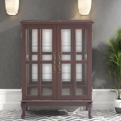 RGB Lighted Sideboards & Buffets, MDF Wood Glass, Rustic Dining Storage