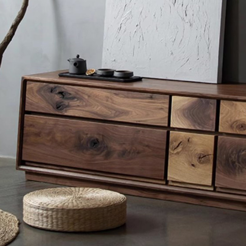 Solid Wood TV Cabinet with Design Sense