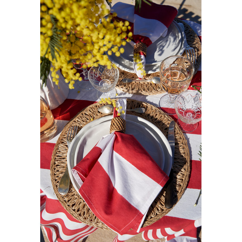 Brezhane St. Tropez Napkins - Stripes - 19" x 19", Red
