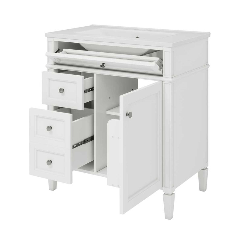 Meuble-lavabo moderne de 30 po avec lavabo supérieur, armoire de rangement de salle de bain avec 2 tiroirs et un tiroir basculant