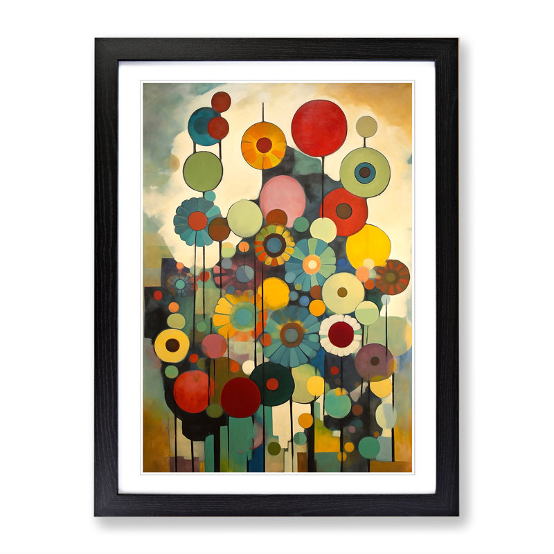 Bauhaus Flowers Vol.1 - Single Picture Frame Print, 64cm H x 46cm W, Walnut