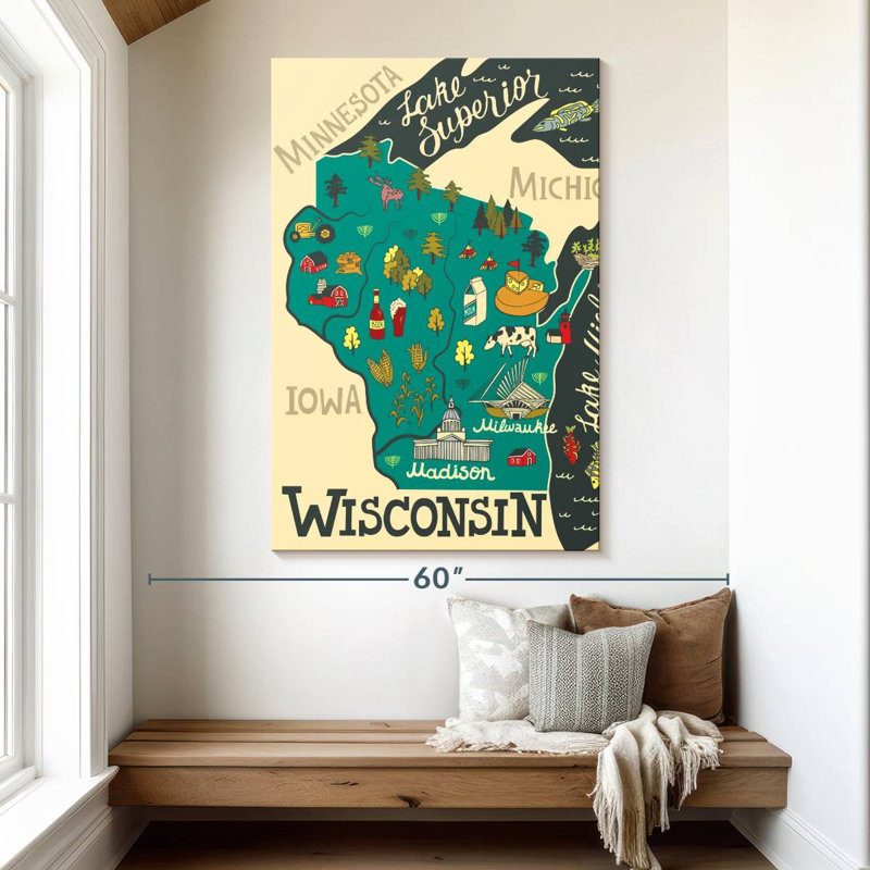 Carte de l'Aliaz, Wisconsin, H 51 po x l 34 po