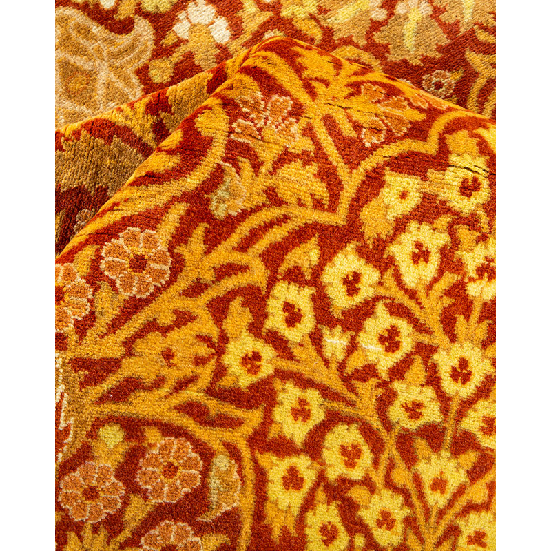 Tapis unique rouge / orange / beige noué à la main Tuong Mogul 8 pi 3 po x 10 pi 8 po