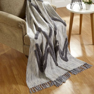 Jeté en coton touffeté à la main avec franges Diamond