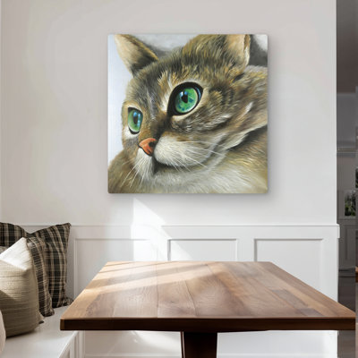 Peaceful cat portrait - Bedroom Pets metal print for decor