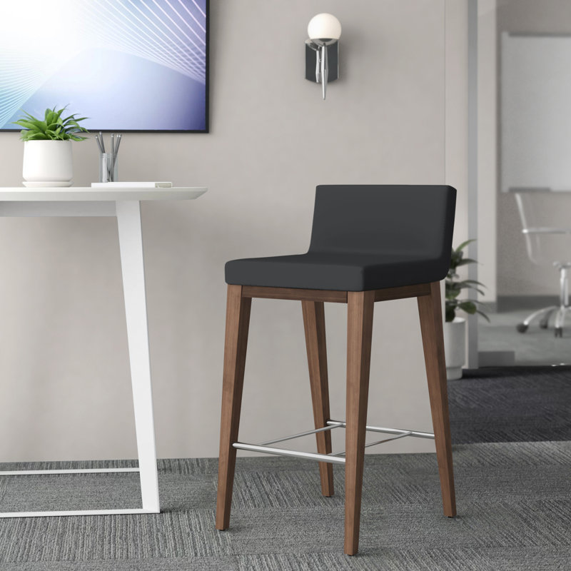 Harlowe Upholstered Counter Stool, Black, Bar Stool (29" Seat Height)