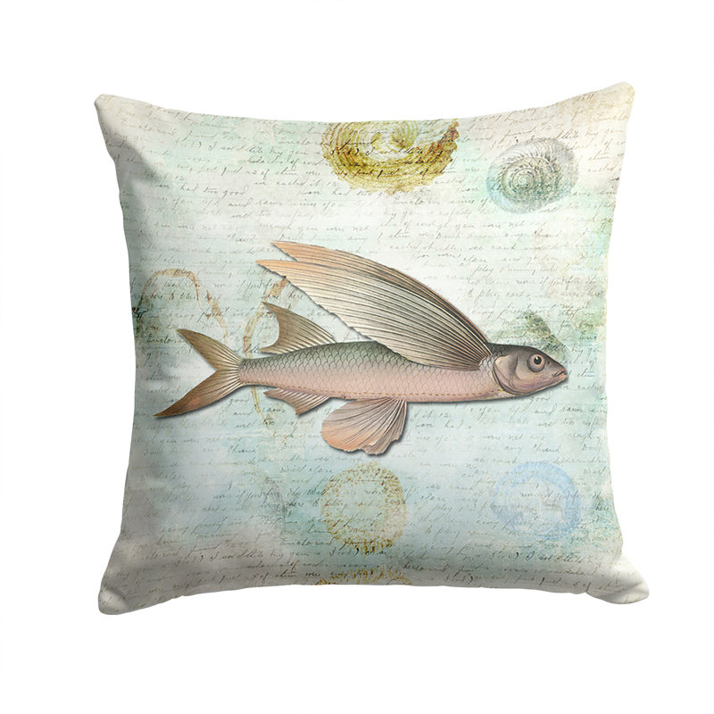 Coussin décoratif intérieur/extérieur fish, H 14 po x l 14 po x P 4 po