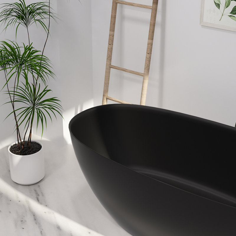 Baignoire de trempage autoportante de 65 po x 30 po avec drain escamotable et trop-plein, certifiée CUPC, conception élégante pour salles de bain modernes