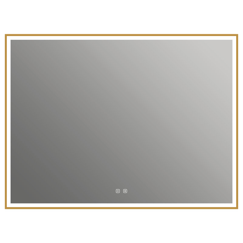 Eden 48" x 36" Rectangular LED Wall Mounted Mirror with Aluminum Frame, Defogger, Adjustable Temperature & Brightness - Brushed Gold