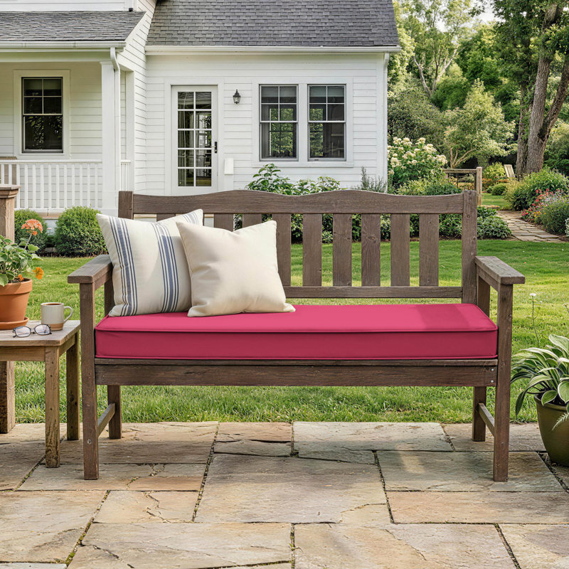 Coussin de banc antidérapant de 3 po d'épaisseur pour une utilisation intérieure et extérieure, l 42 po x P 18 po, Rose