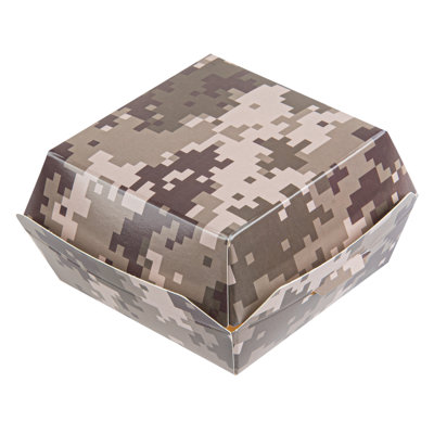 Restaurantware-2.8 x 2.8 x 2 Inch Mini Burger Boxes, 100 Clamshell Food Containers - Hinged Lid, Disposable, Camouflage Paper Take Out Boxes, Serve Sliders Or Finger Foods