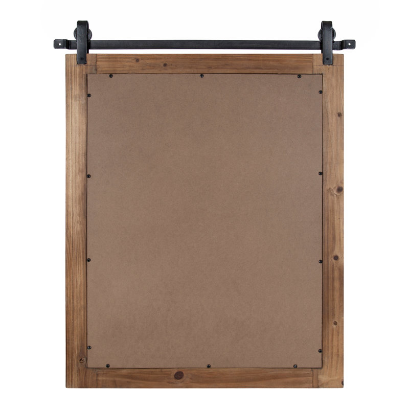 Dayanah Modern Farmhouse Distressed Accent Mirror, Rustic Brown, 30.25" x 24"