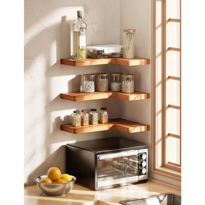 Wood Corner Floating Shelves 17" X 12"– Corner She...