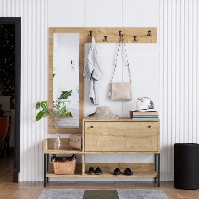 Jakailah Hall Tree 47.2'' Wide with Shoe Storage