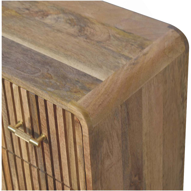 Commode à rainures en T, 3 tiroirs, brun clair