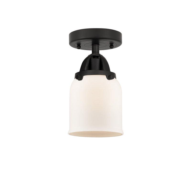 Plafonnier semi-encastré en verre, Noir mat, H 9,25 po x l 5 po x P 5 po, Blanc mat