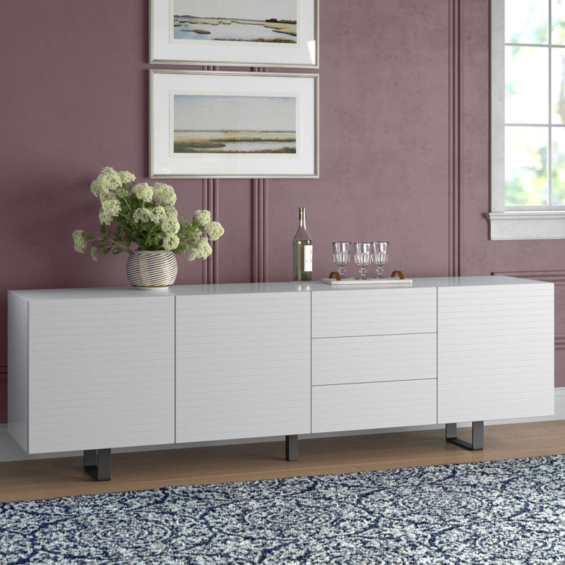 Emma-Rose 220cm Sideboard, White/Concrete