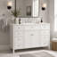 Ensemble de meuble-lavabo autoportant en MDF avec 6 tiroirs et 2 portes, ensemble de meuble-lavabo blanc avec cuve en composite, charnières à fermeture en douceur et poignées en métal argenté 48 po-2014523883