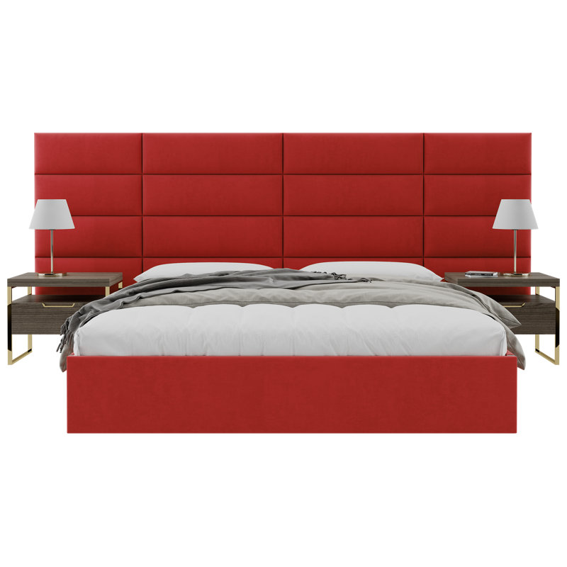 Microsuede Wall Paneling in Red Melon