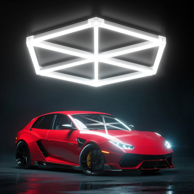 Plafonnier hexagonal à DEL Hexagon Light 130W 13 000LM 6500K blanc, garages de finition de voiture, garage, ateliers, sous-sols, gymnases, studios, salons de coiffure, salles de jeux, éclairage mural à DEL