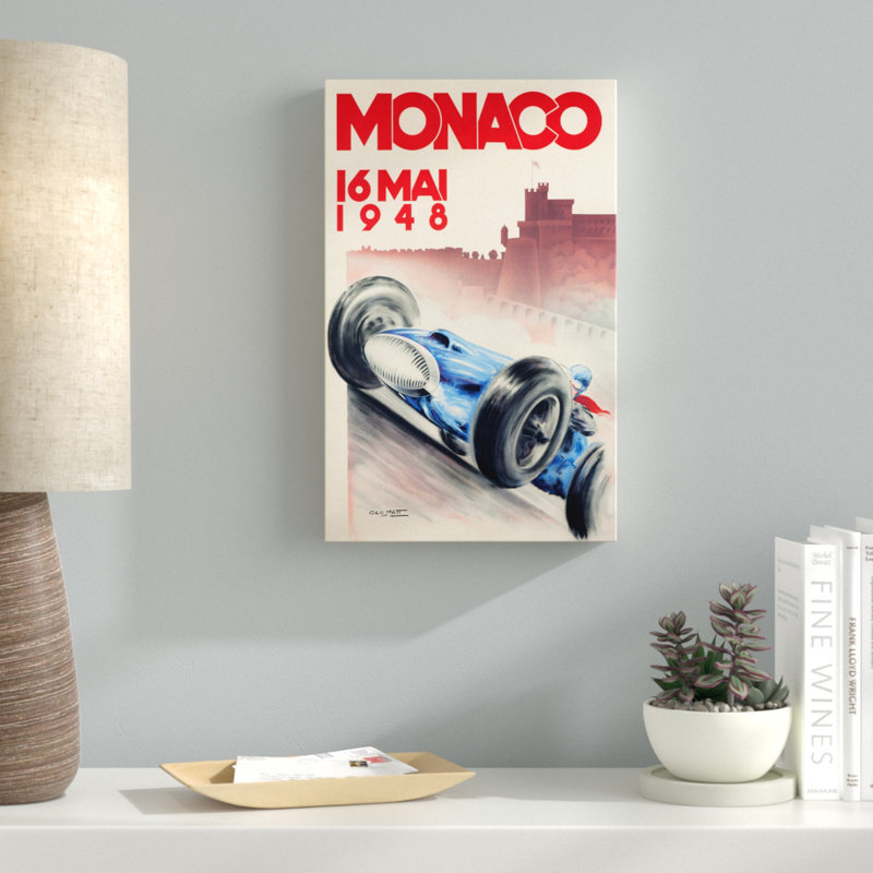 Monaco par Lantern Press, reproduction d'art graphique sur toile, H 19 po x l 12 po x P 2 po