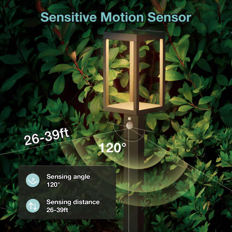 Solar Outdoor Light Dusk to Dawn Solar Pathway Light Wireless LED Tall Street Light IP54 Waterproof, 24" H x 6" W x 6" D