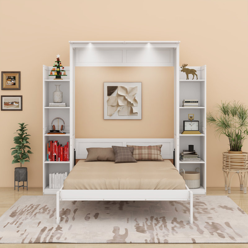 Lit escamotable avec tablettes Murphy, Blanc